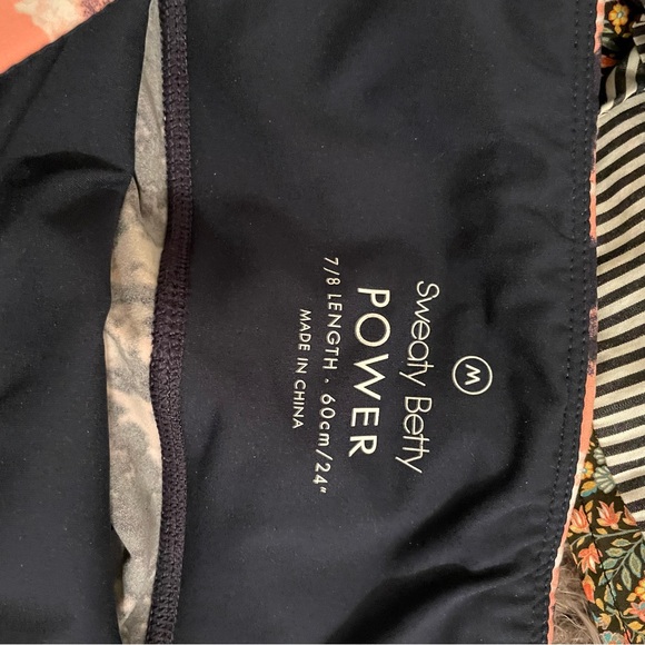 Sweaty Betty The Power 7/8 Leggings Pink Navy Print High Waist - Picture 12 of 13